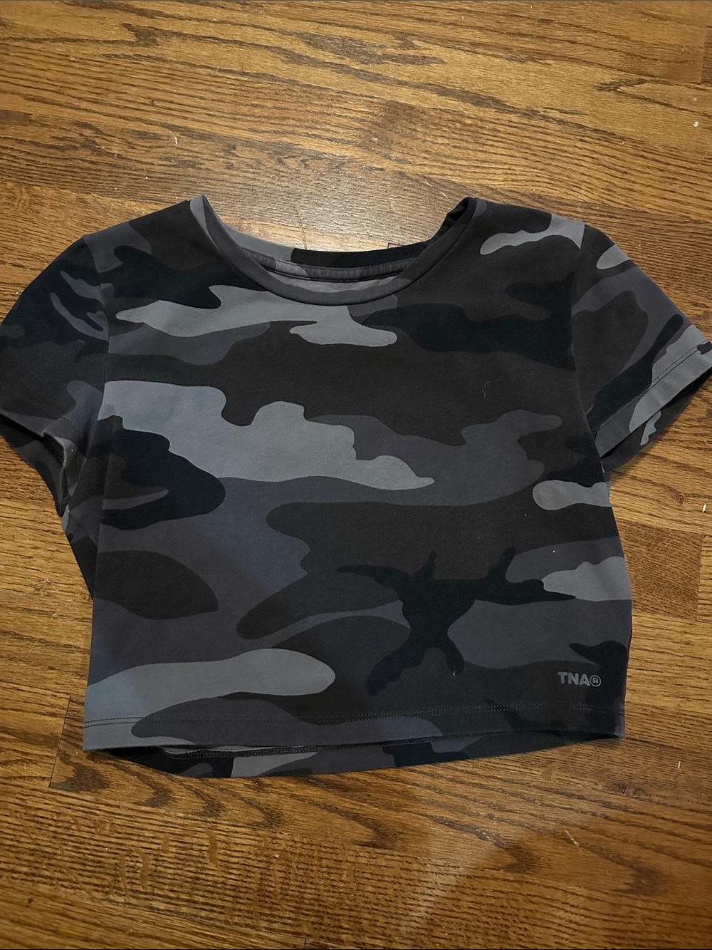 TNA Black & Gray Camo Crop Top
